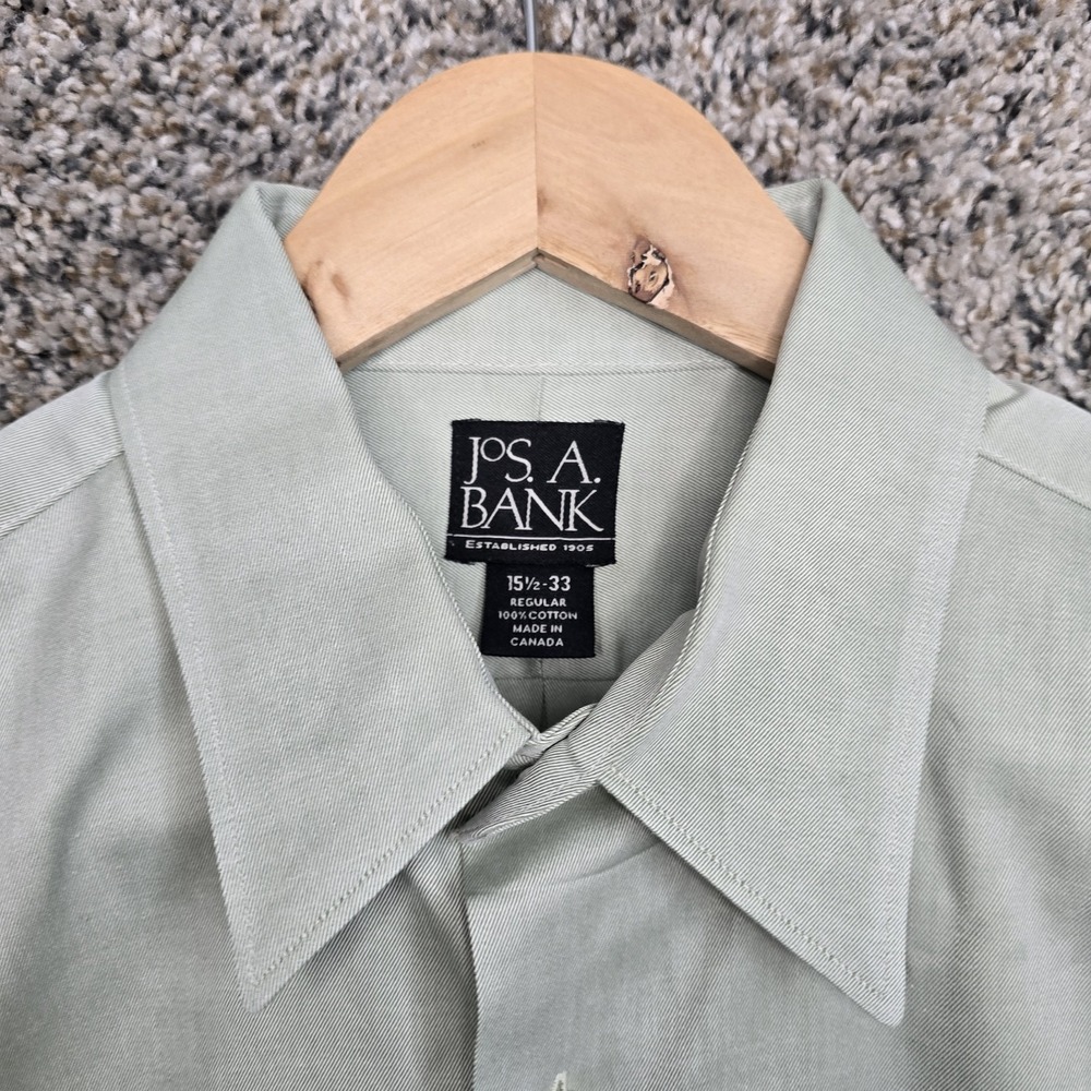 Jos A Bank Dress Shirt Mens 15.5 33 Green Button Up Regular Fit Cotton - Picture 6 of 8